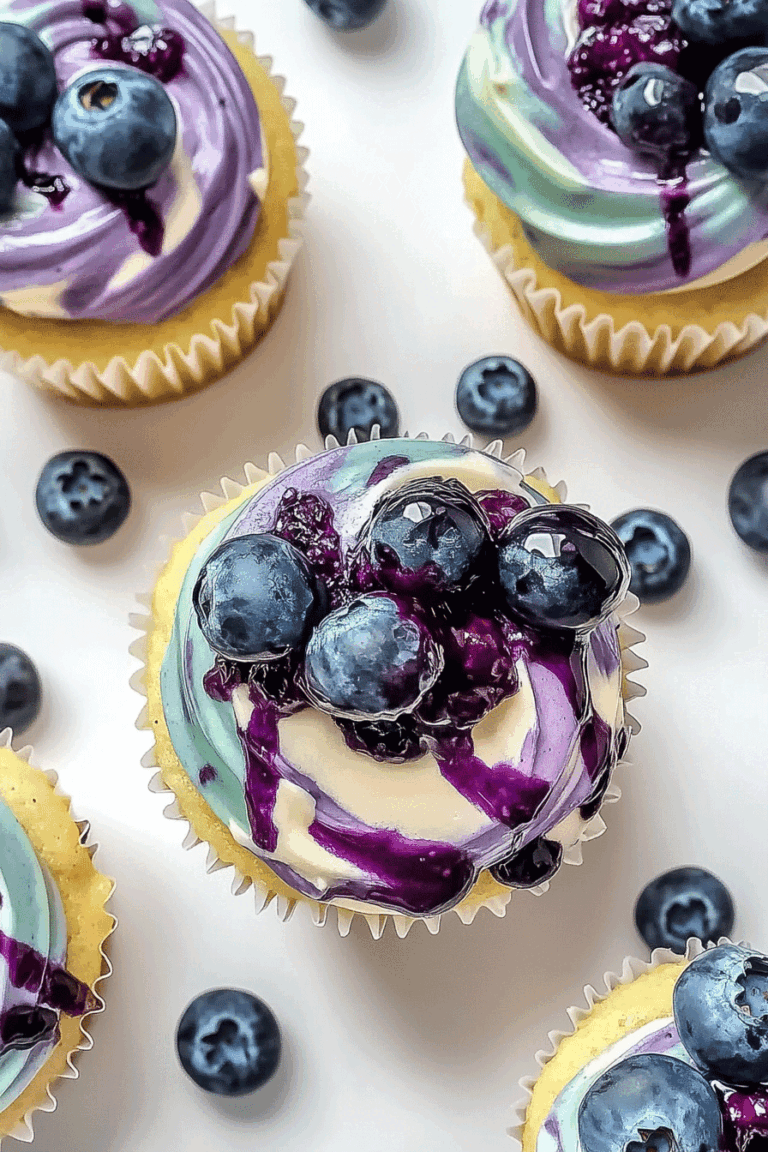 White Chocolate Blueberry Cheesecake Cupcakes