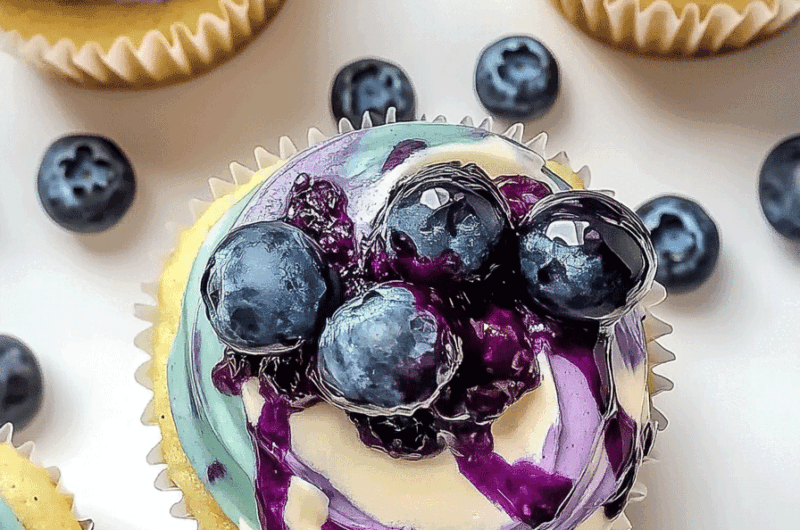White Chocolate Blueberry Cheesecake Cupcakes
