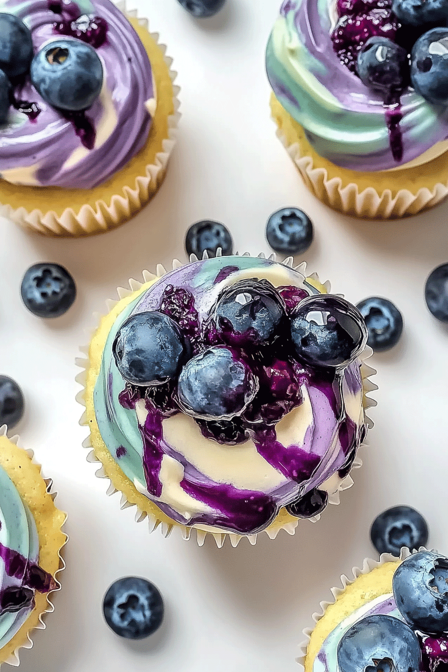 White Chocolate Blueberry Cheesecake Cupcakes