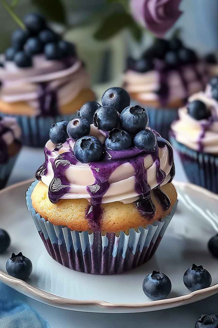 White Chocolate Blueberry Cheesecake Cupcakes