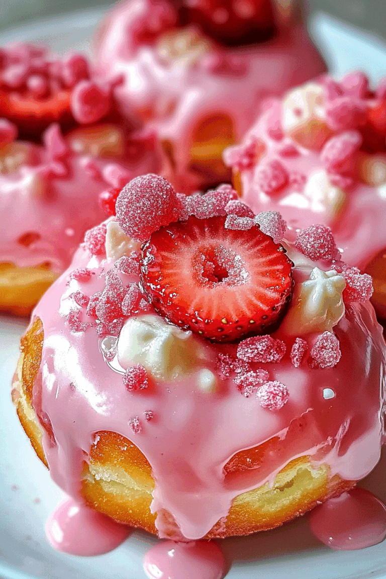White Chocolate Strawberry Cream Donuts