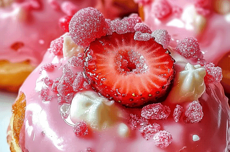 White Chocolate Strawberry Cream Donuts