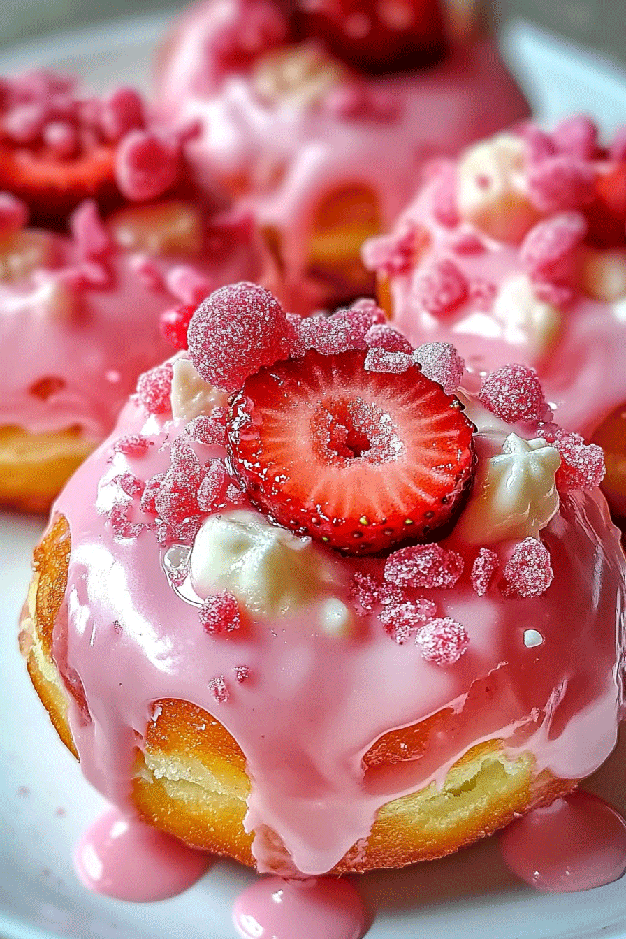 White Chocolate Strawberry Cream Donuts