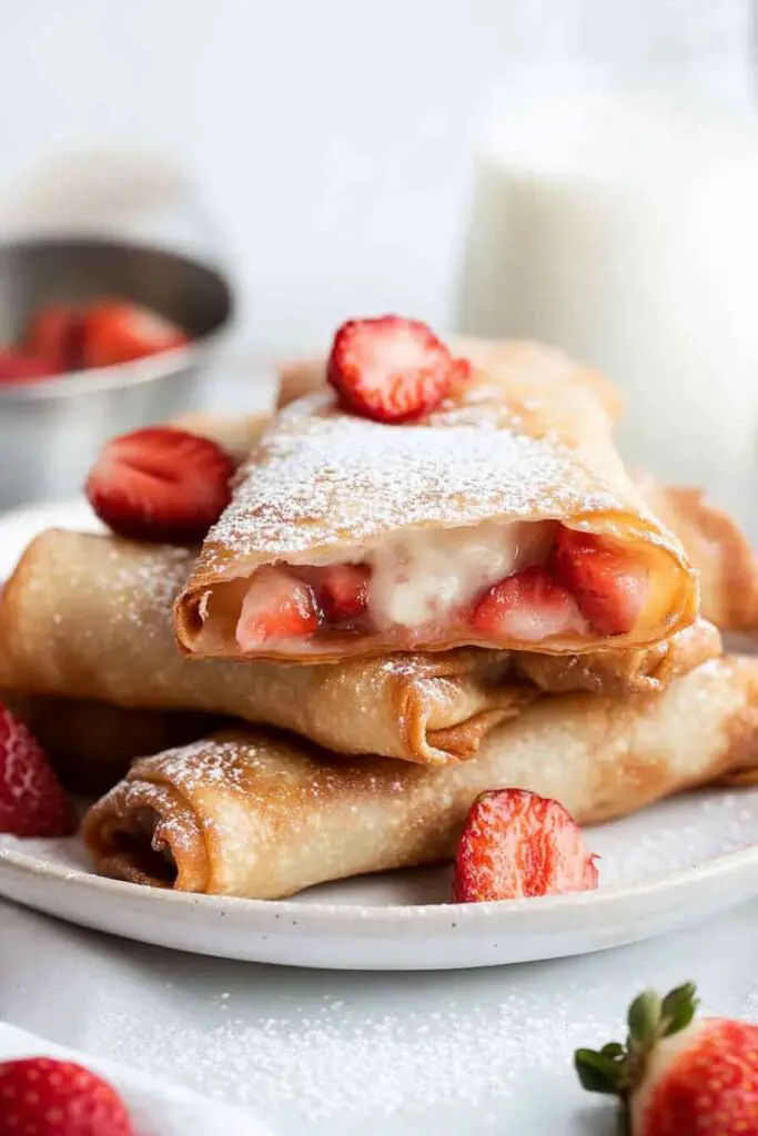 Strawberry Cheesecake Stuffed Eggrolls
