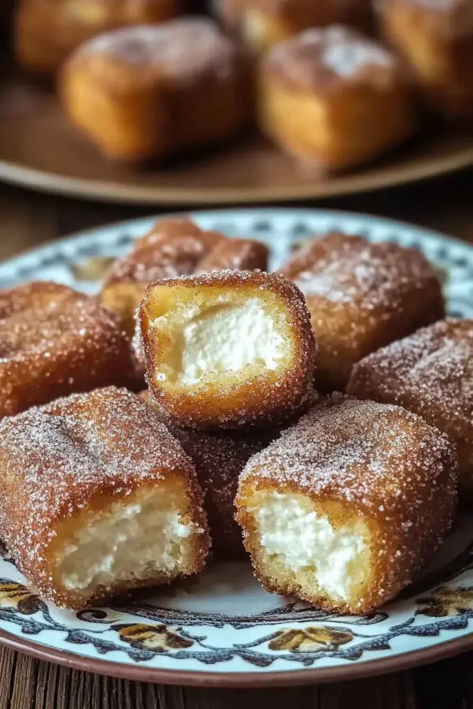 Churro Stuffed Cheesecake Bites