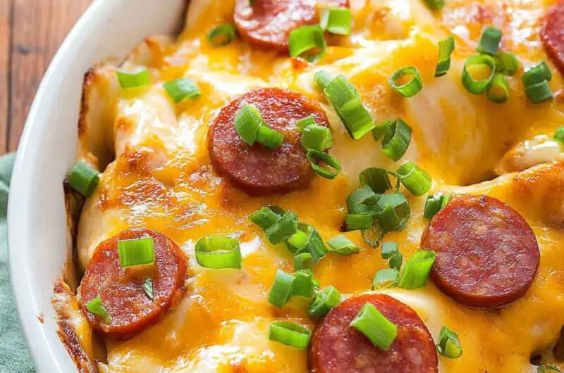 Crockpot Pierogi Casserole with Kielbasa