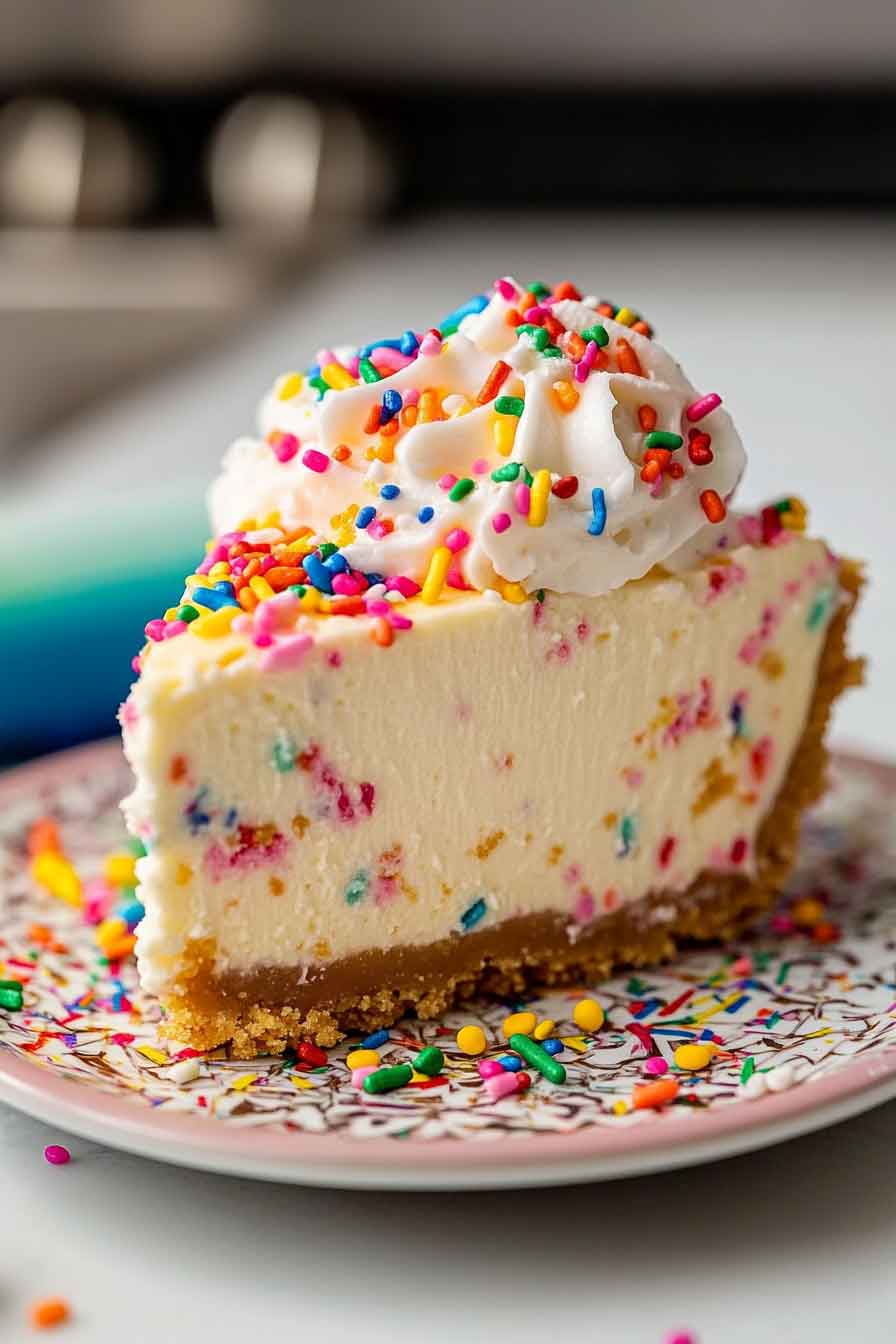 Funfetti Cookie Topped Cheesecake