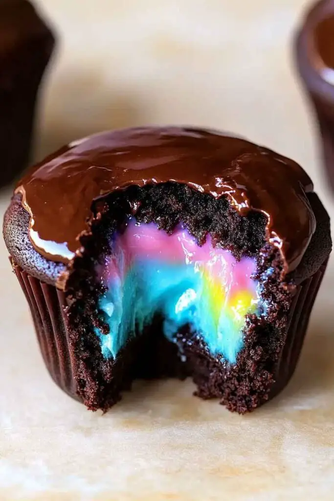 Magical Chocolate Rainbow Cupcakes