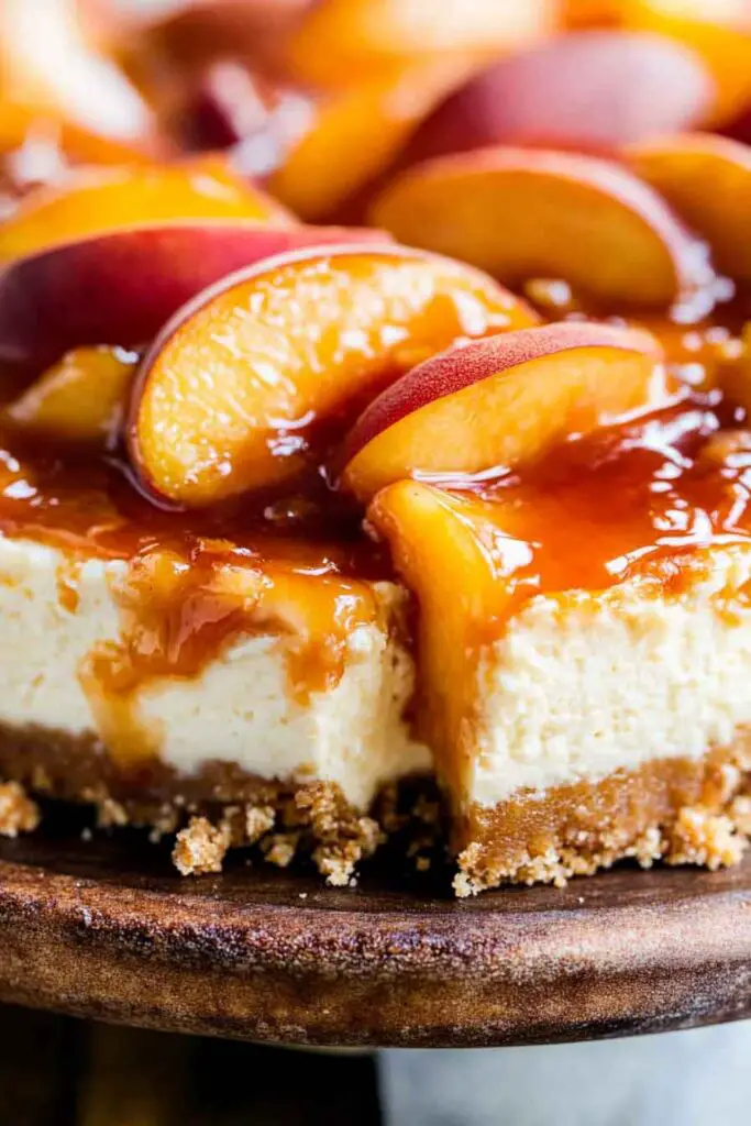 Peach Cobbler Stuffed Cheesecake