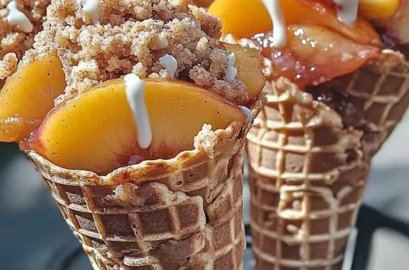 Peach Cobbler Stuffed Cones