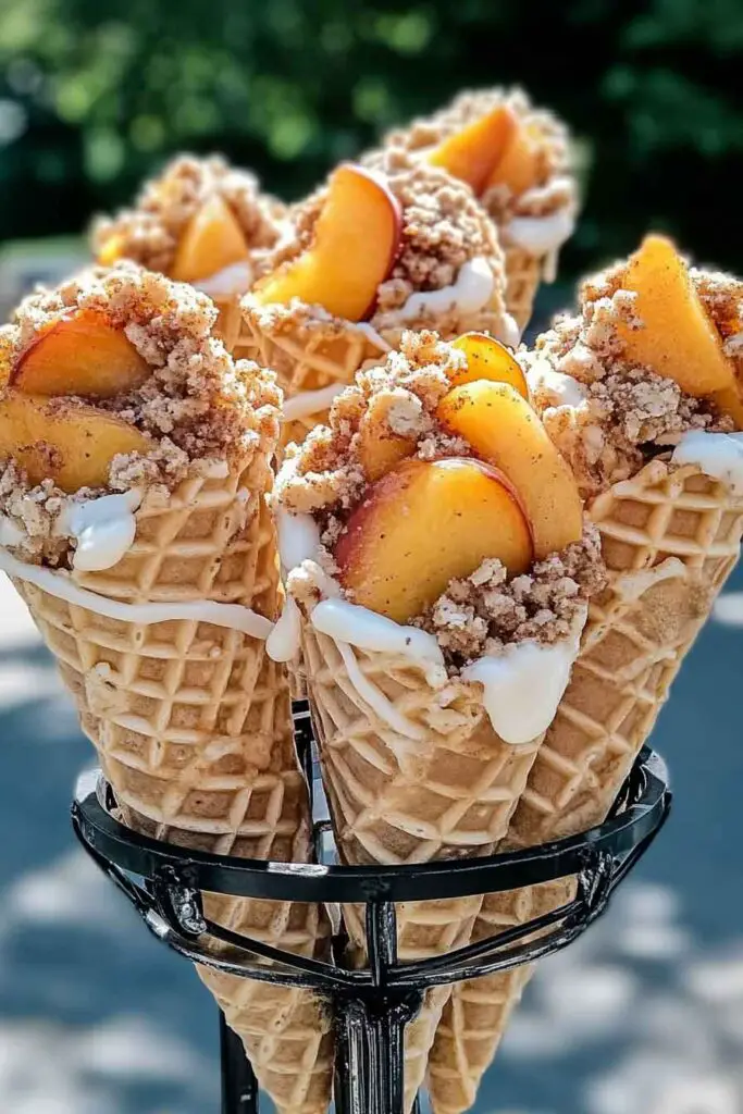 How to Make Peach Cobbler Stuffed Cones