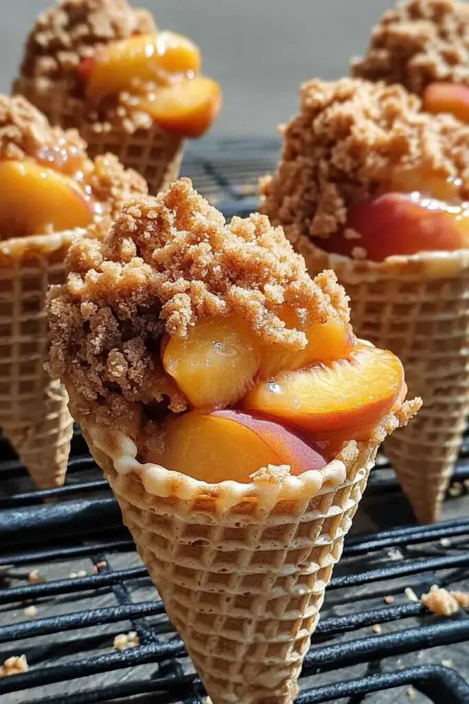Peach Cobbler Stuffed Cones