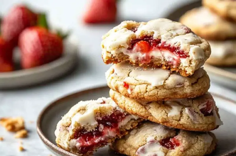 Strawberry Cheesecake Stuffed Cookies