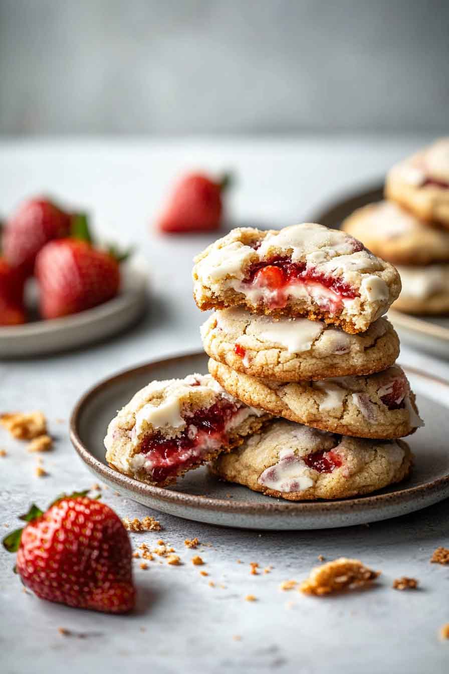 Strawberry Cheesecake Stuffed Cookies