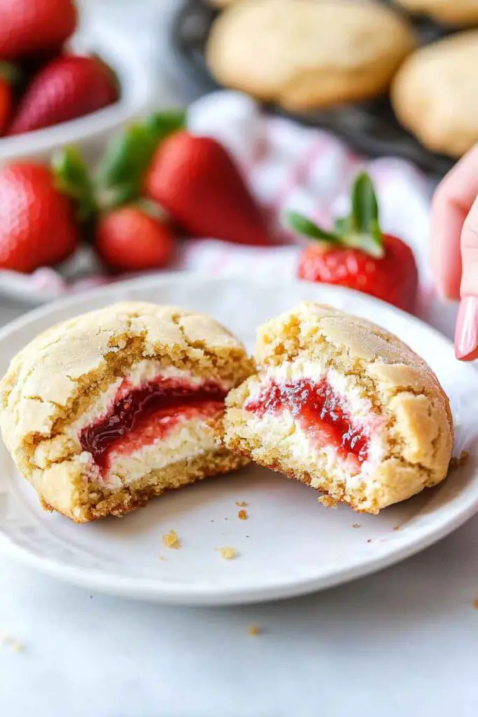 How to Serve Strawberry Cheesecake Stuffed Cookies