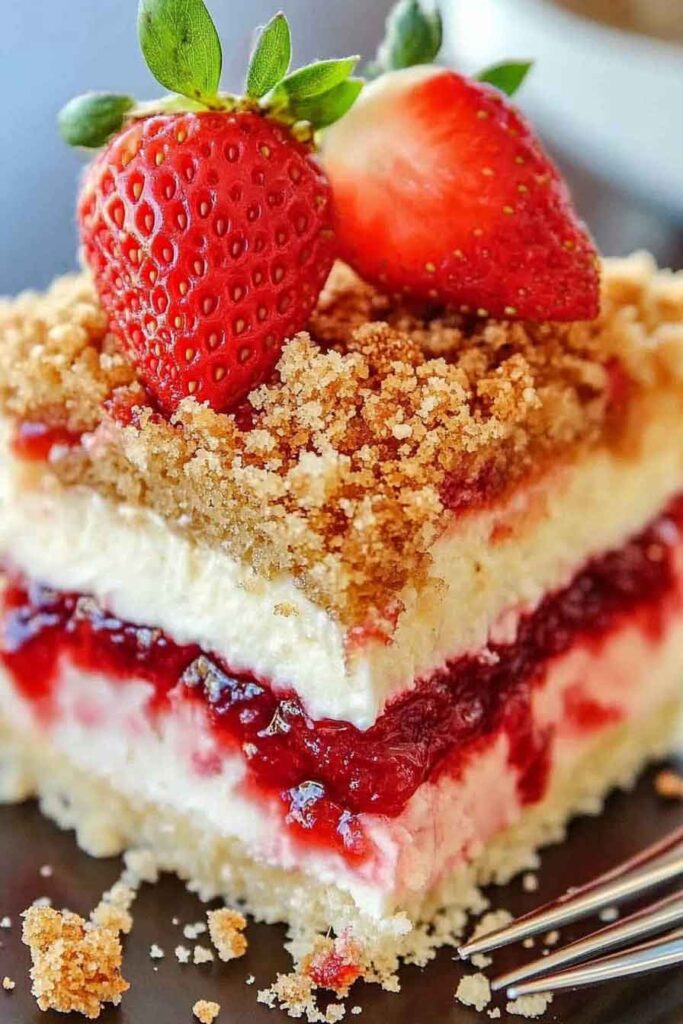 Strawberry Crunch Cheesecake Cake