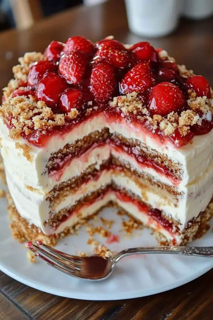 How to Make Strawberry Crunch Cheesecake Cake