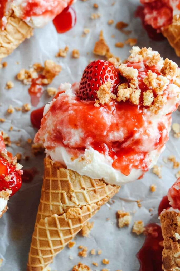 Strawberry Crunch Cheesecake Cones