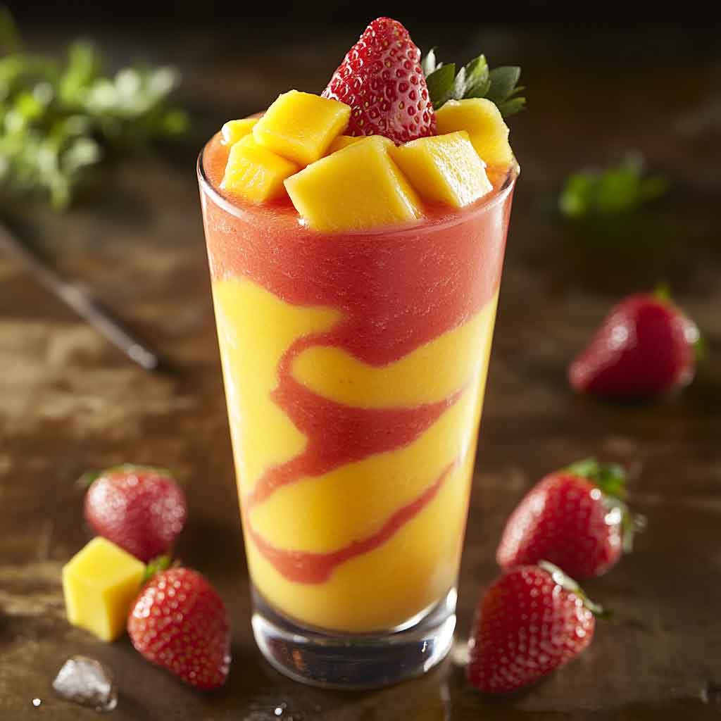 Pineapple Strawberry Swirled Slushies