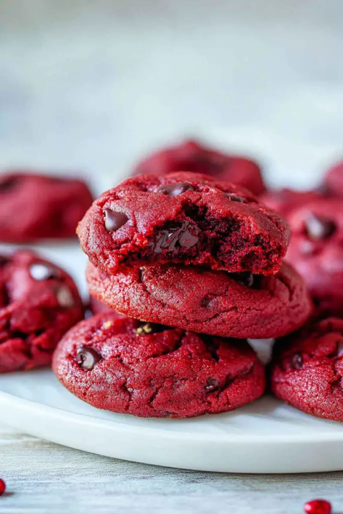 Red Velvet Gooey Butter Chocolate Chip Cookies