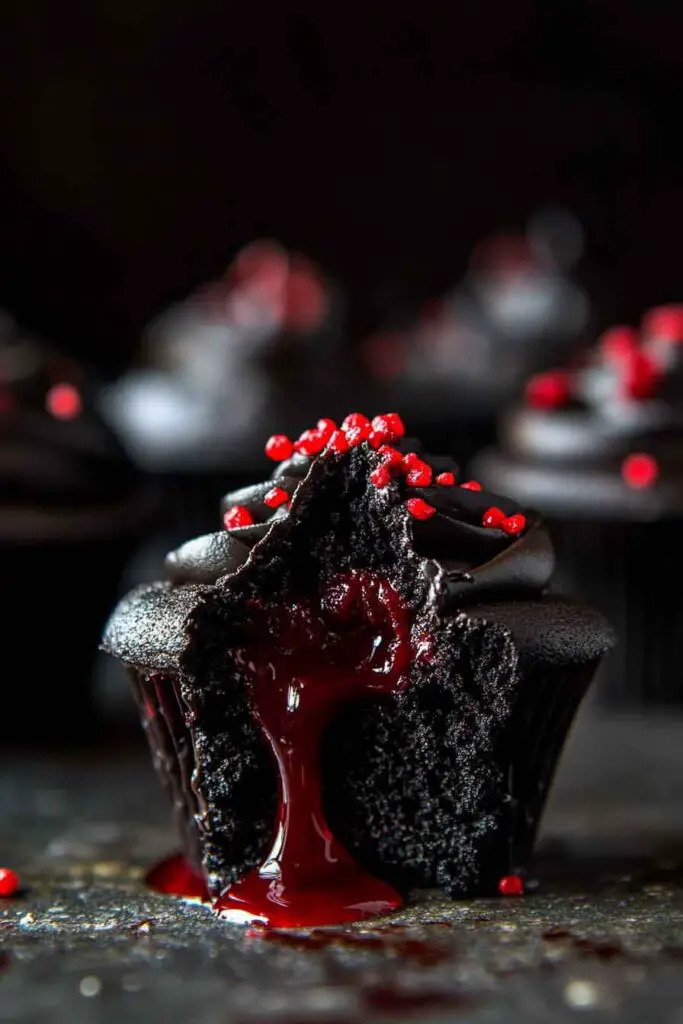 How to Make Bleeding Halloween Black Cupcakes