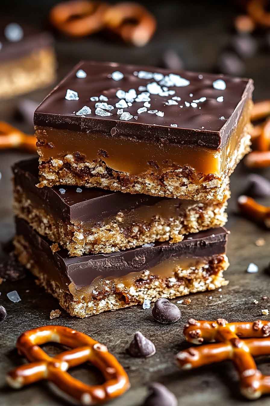 Caramel Pretzel Crack Bars