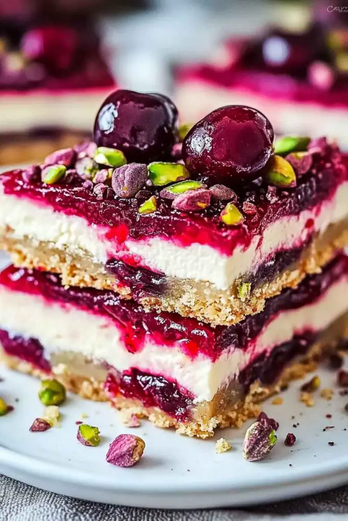How to Make Cherry Pistachio Cheesecake Bars