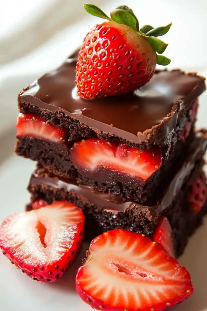 Chocolate Dipped Strawberry Brownies