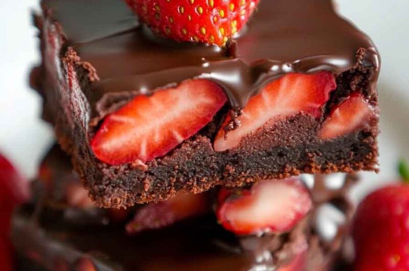 Chocolate Dipped Strawberry Brownies