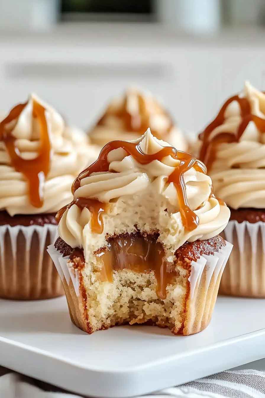 Gooey Salted Caramel Cupcakes
