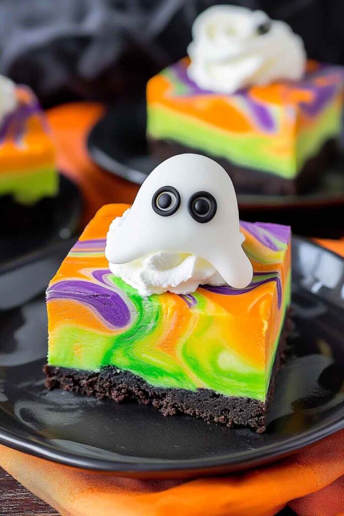 Halloween Swirled Cheesecake Bars