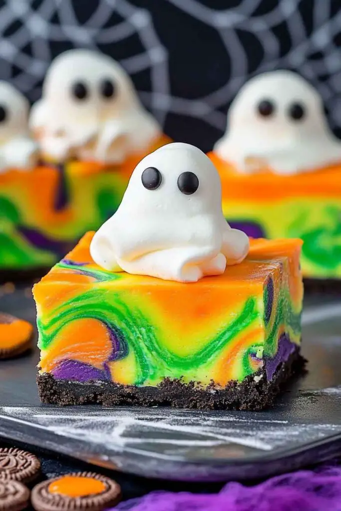 Halloween Swirled Cheesecake Bars