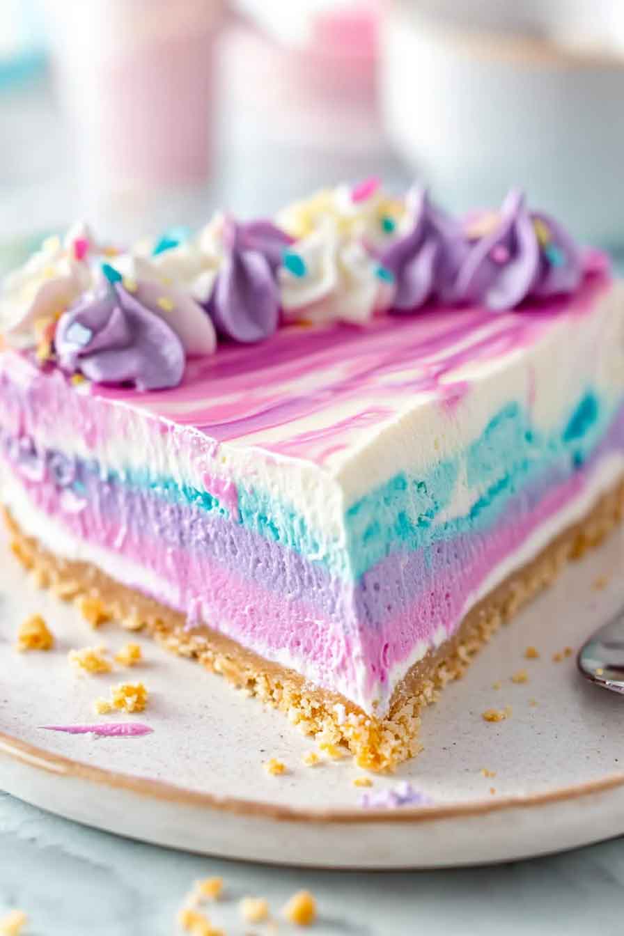 No Bake Unicorn Cheesecake