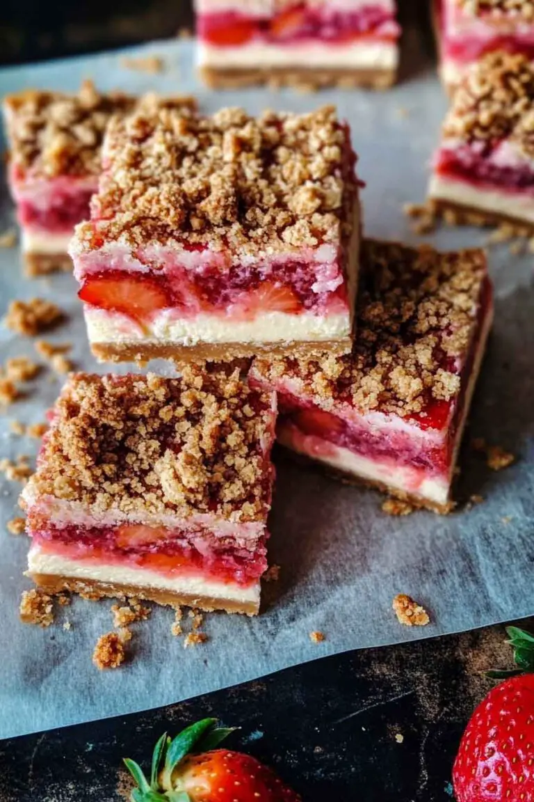 Strawberry Crunch Cheesecake Bars