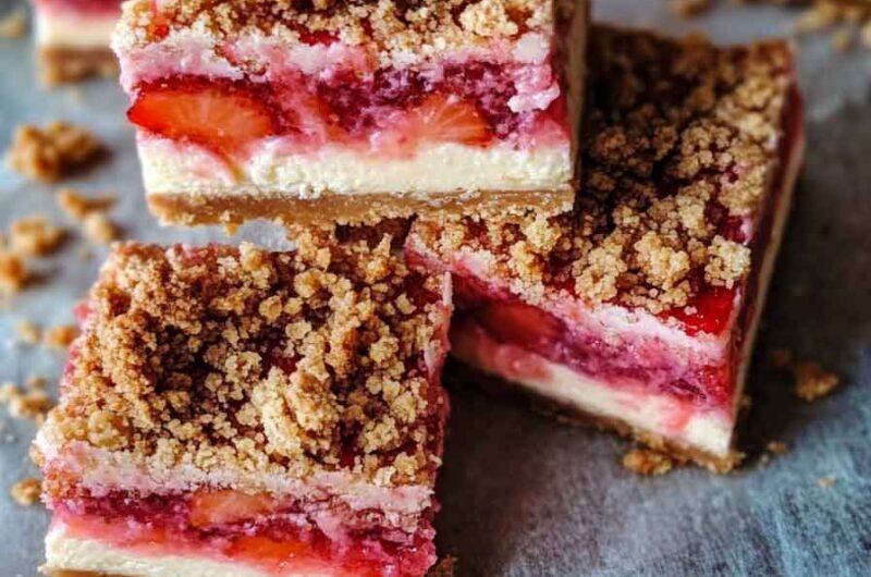 Strawberry Crunch Cheesecake Bars