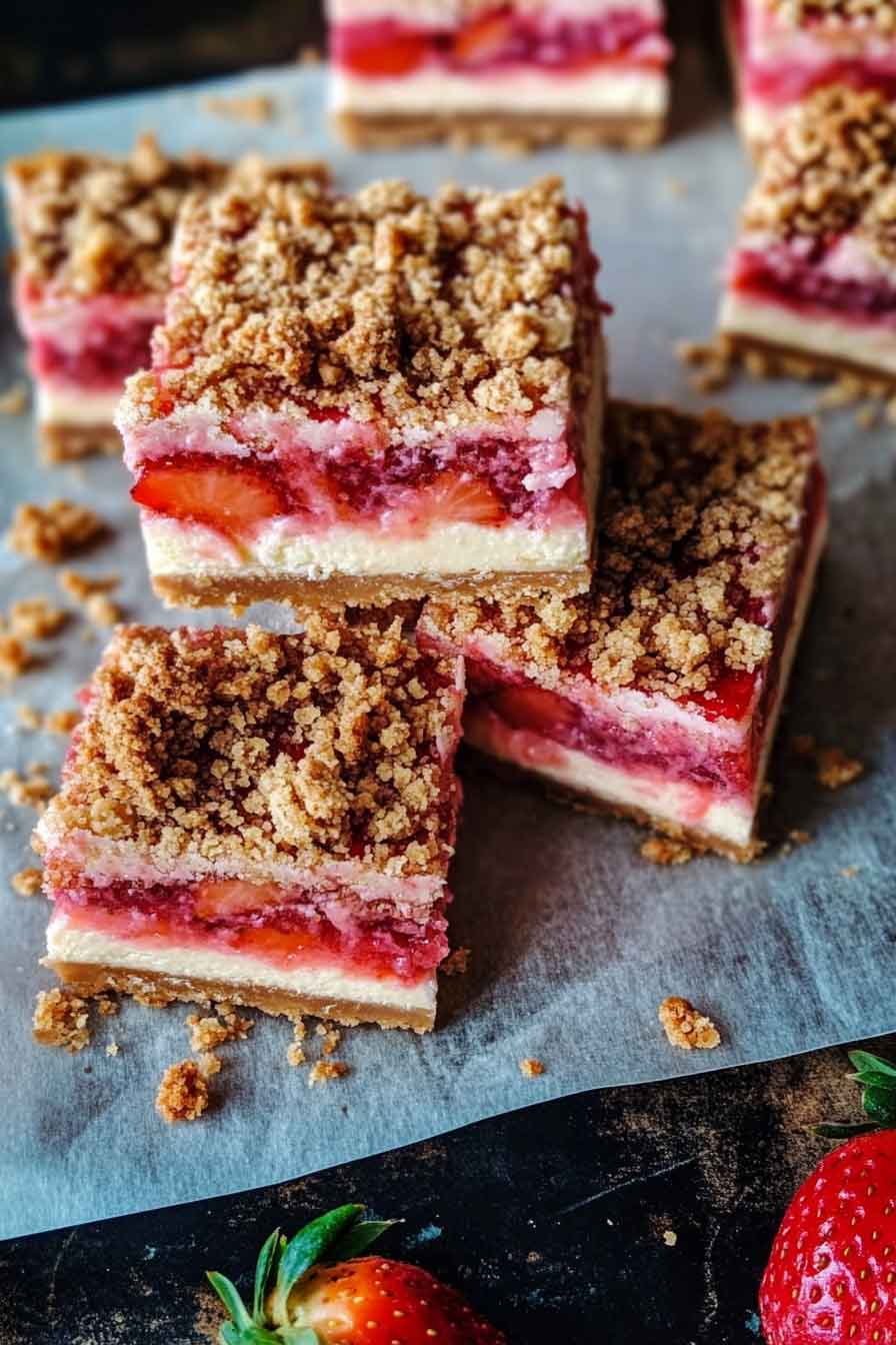 Strawberry Crunch Cheesecake Bars