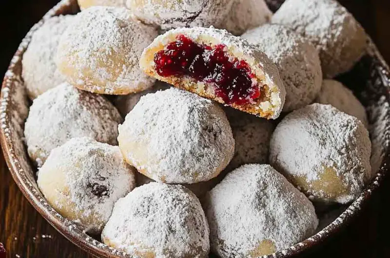 Raspberry Almond Snowballs