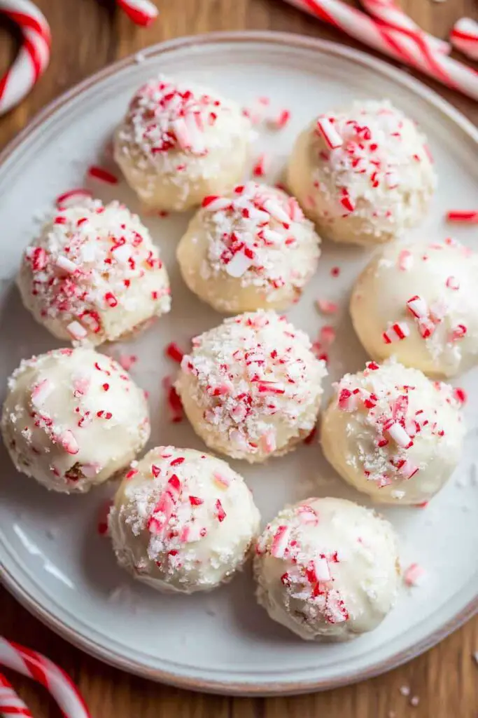 Peppermint Bark Snowballs